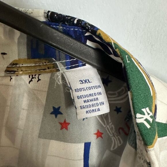 MLB NY YANKEES Aloha Reyn Spooner Button Up Hawaiian style shirt Mens 3XL Retro - Picture 4 of 6